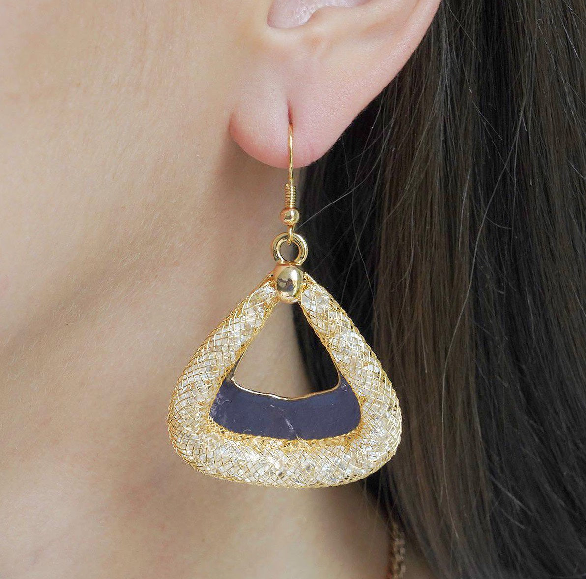 CC01452 Earrings 18K Gold Plated Copper Crystal