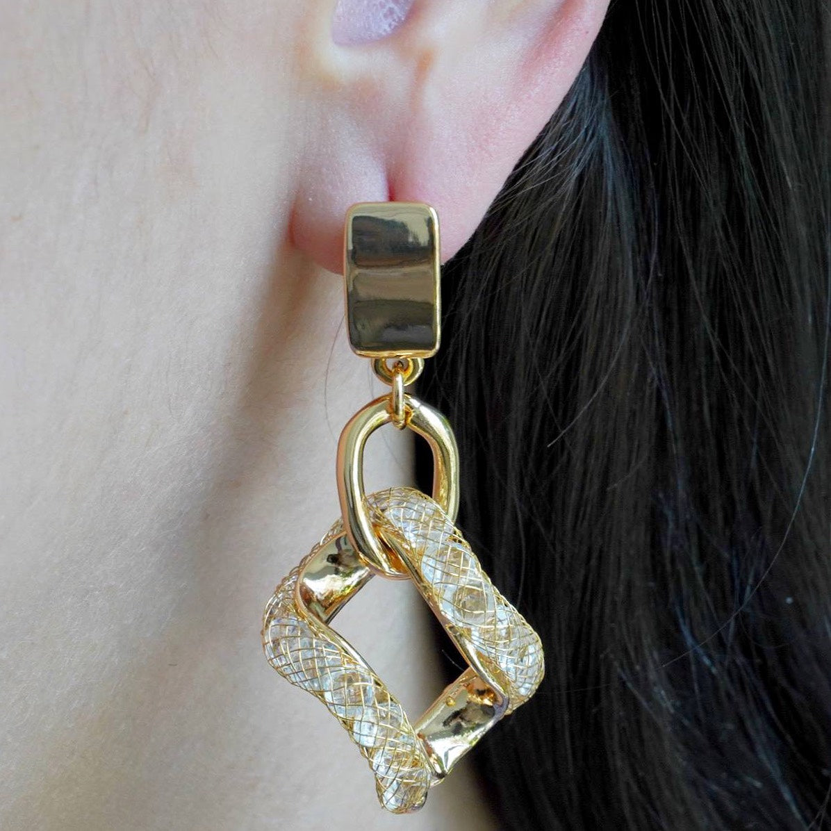 CC01353 Earrings 18K Gold Plated Copper Crystal