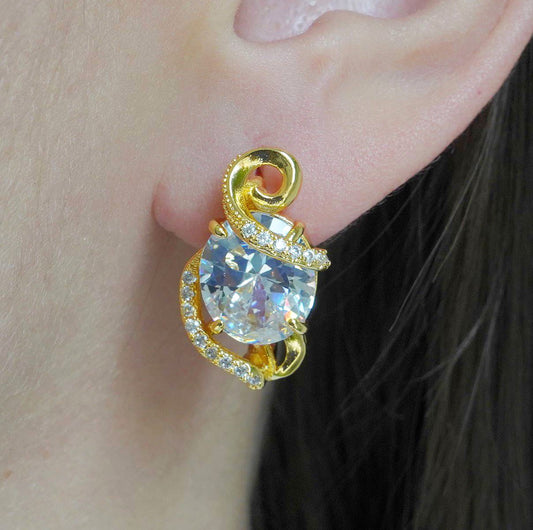 CC01457 Earrings 18K Gold Plated Copper Cubic Zirconia