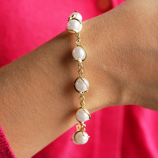 CC01431 Bracelet 18K Gold Plated Alloy Simulated Pearl