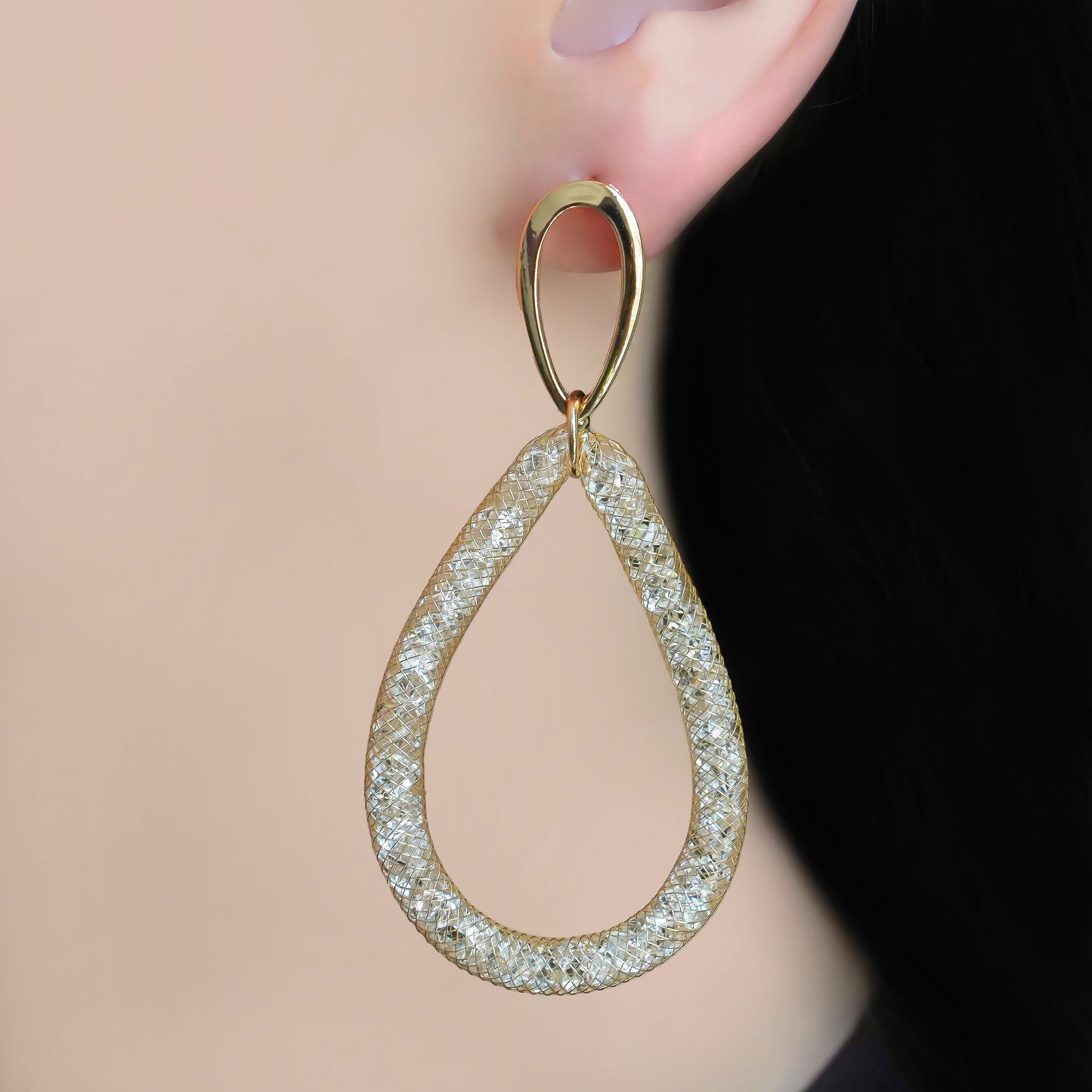 CC00918 Earrings 18K Gold Plated Copper Crystal