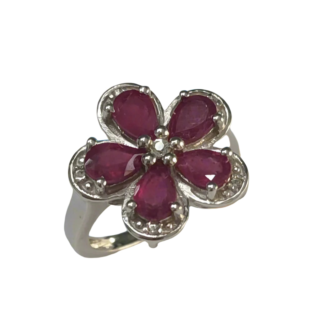 SZ13405 Ring Silver 925 Ruby Longido Topaz White