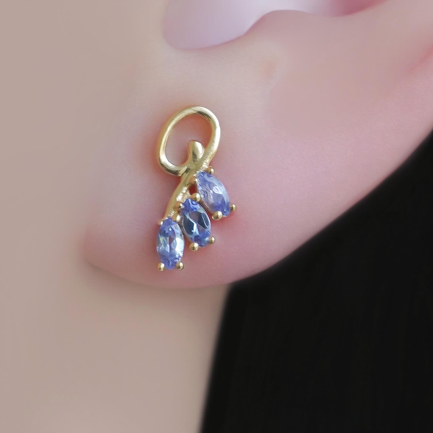 SZ16335 Earrings Silver 925 Tanzanite (Gold Plated)