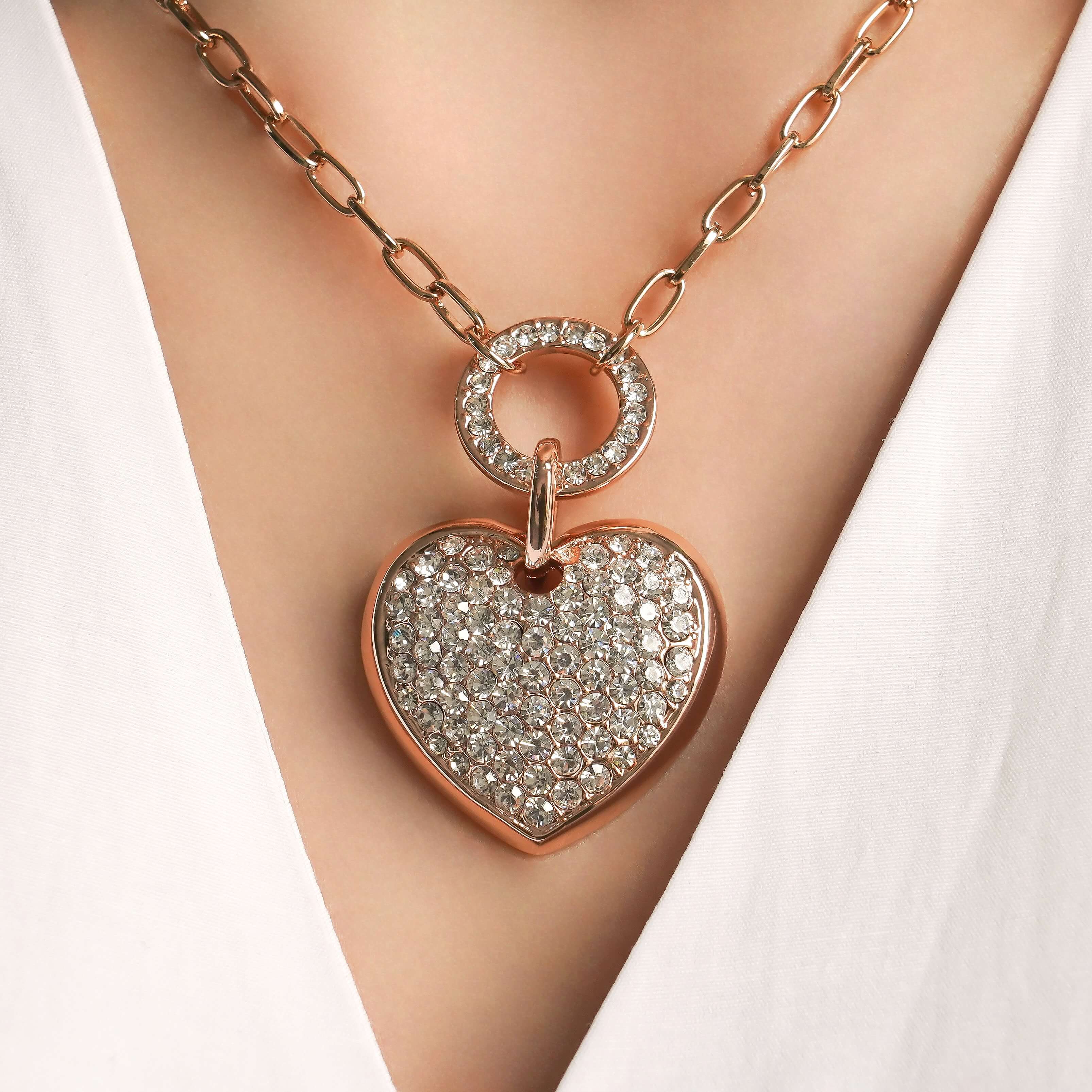 CC00366 Necklace Alloy Crystals 18K Rose Gold Plated