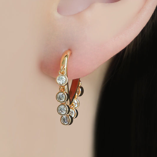 CC00800 Earrings 18K Gold Plated Copper Cubic Zirconia