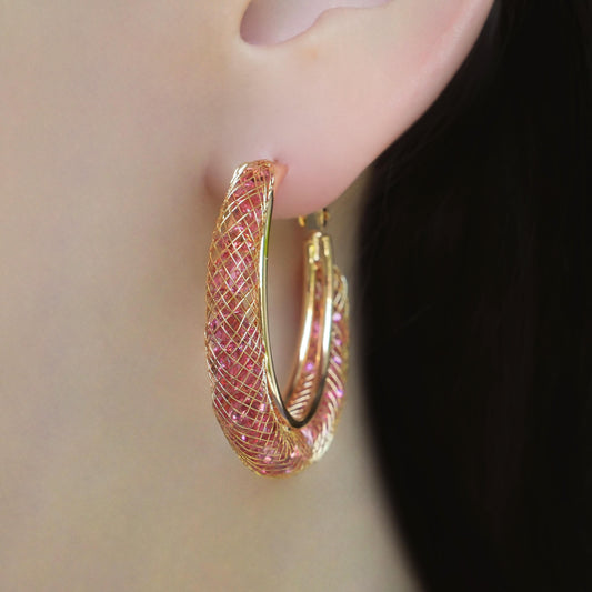 CC01344 Earrings 18K Gold Plated Copper Crystal