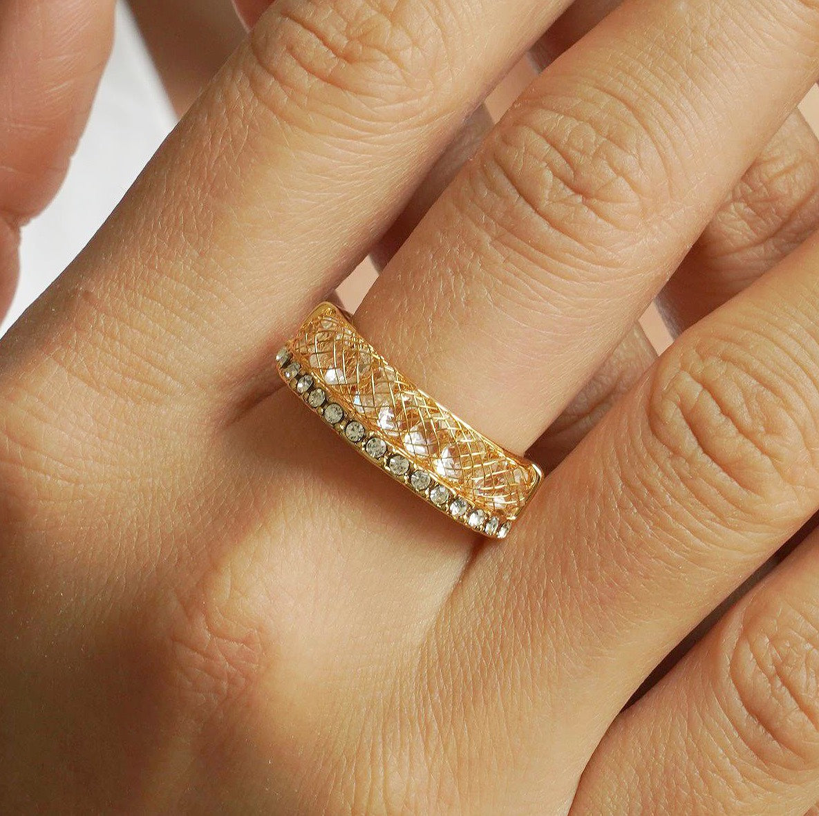 CC01564 Ring 18K Gold Plated Copper Crystal