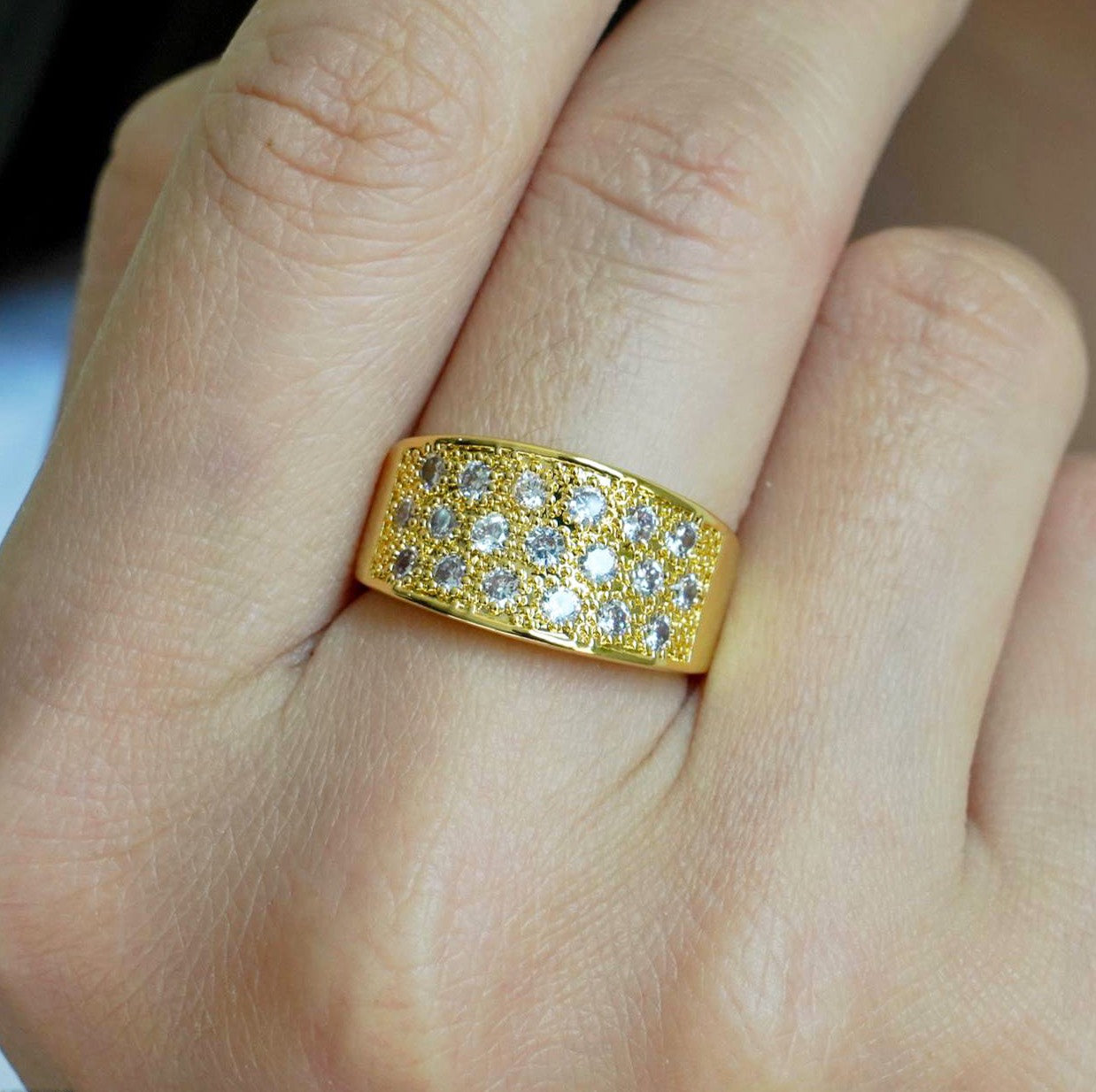 CC01505 Ring 18K Gold Plated Copper Cubic Zirconia