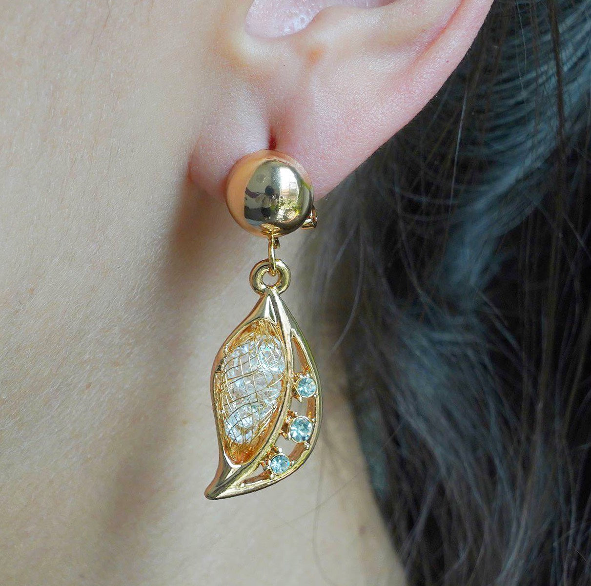 CC01539 Earrings 18K Gold Plated Copper Crystal