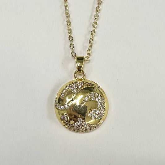 CC01792 Necklace 18K Yellow Gold Plated Copper Cubic Zirconia