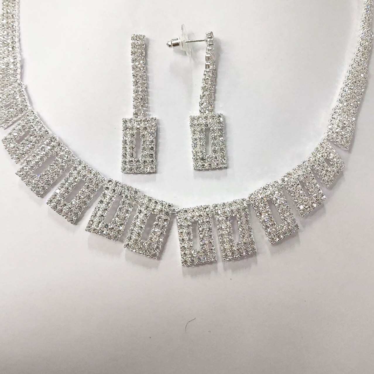 CC01931 Set 18K White Gold Plated Copper Crystal