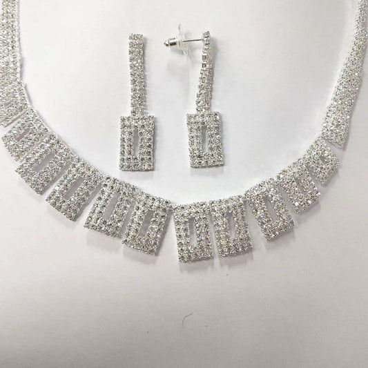 CC01931 Set 18K White Gold Plated Copper Crystal