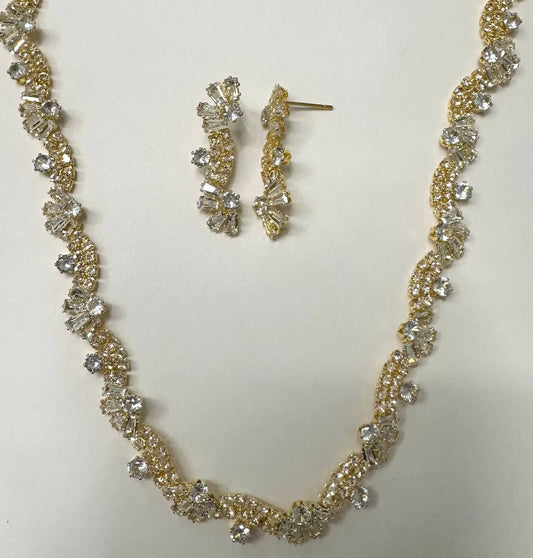 CC01945 Set 18K Yellow Gold Plated Copper Crystal