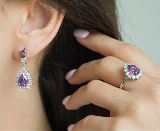 SZ11449 Earrings Silver 925 Linde Alexandrite Cubic Zirconia