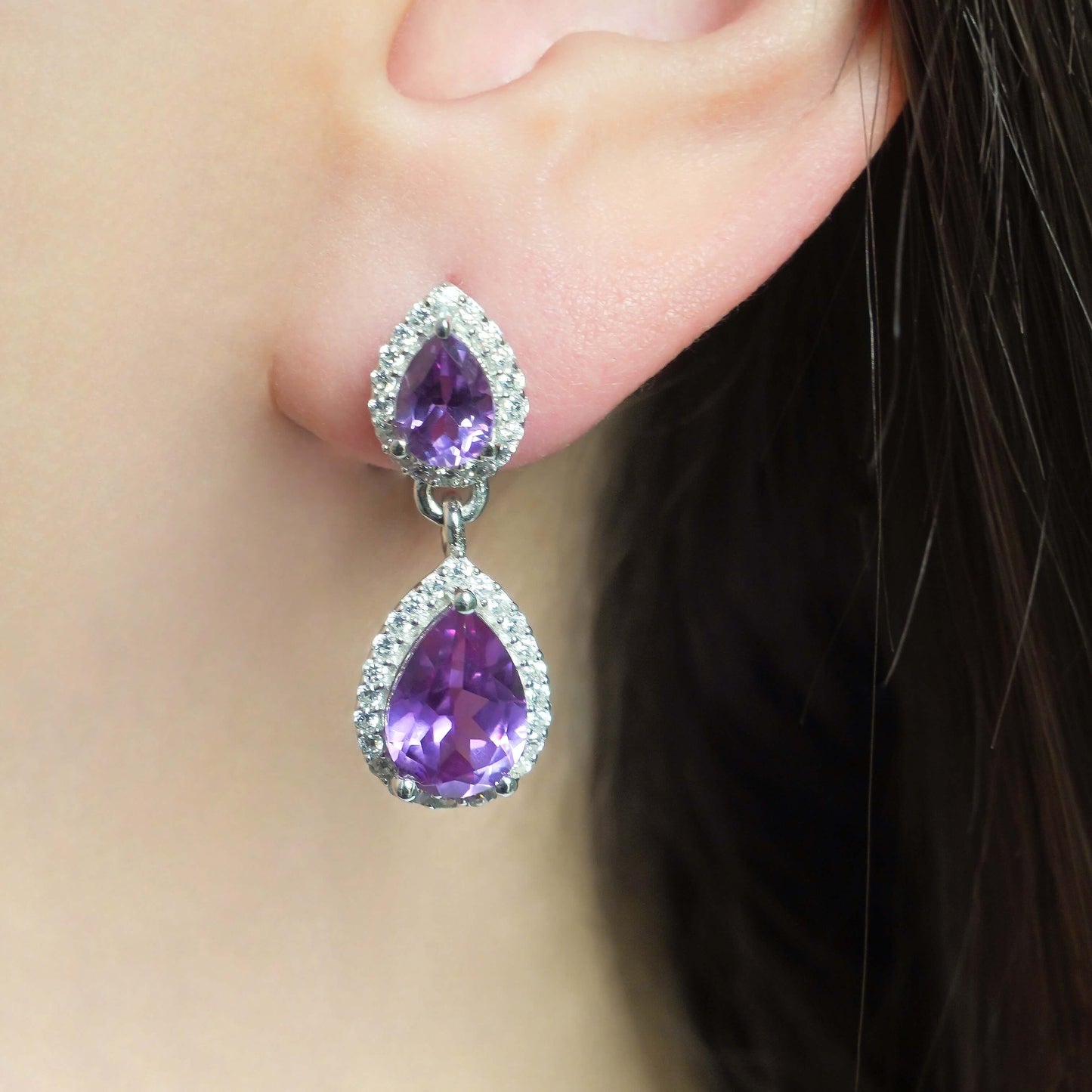 SZ11447 Earrings Silver 925 Linde Alexandrite Cubic Zirconia