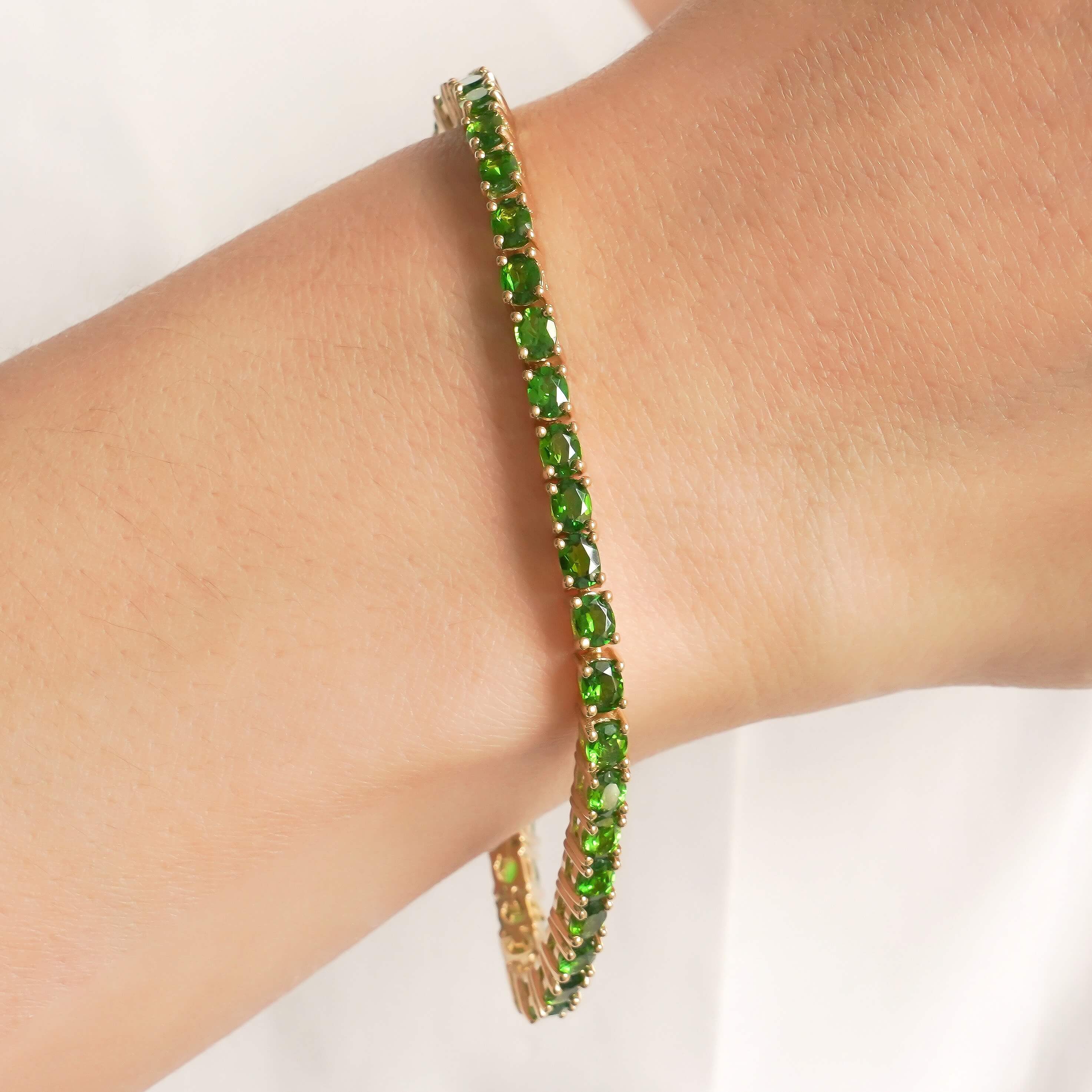 SZ13009 Bracelet Silver 925 Chrome diopside (Gold plated)