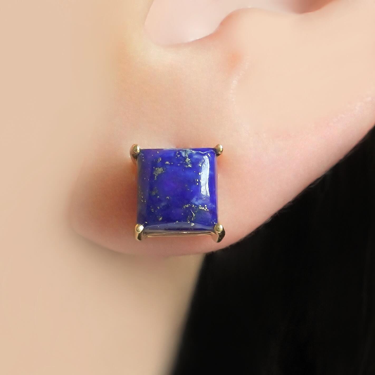 SZ13002 Earrings Silver 925 Lapis lazuli (Gold plated)