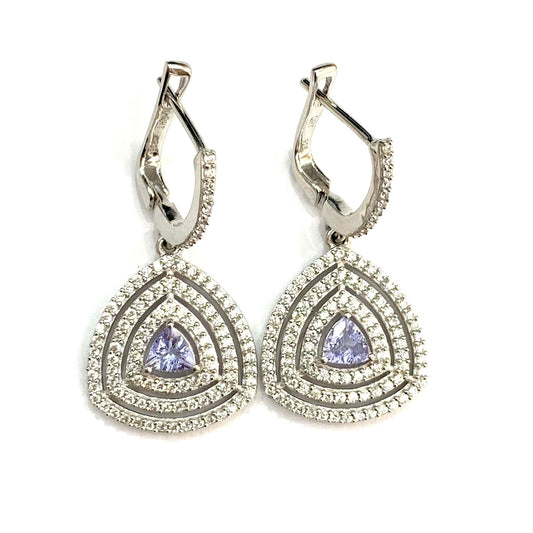 SZ10217 Earrings Silver 925 Tanzanite White cubic zirconia