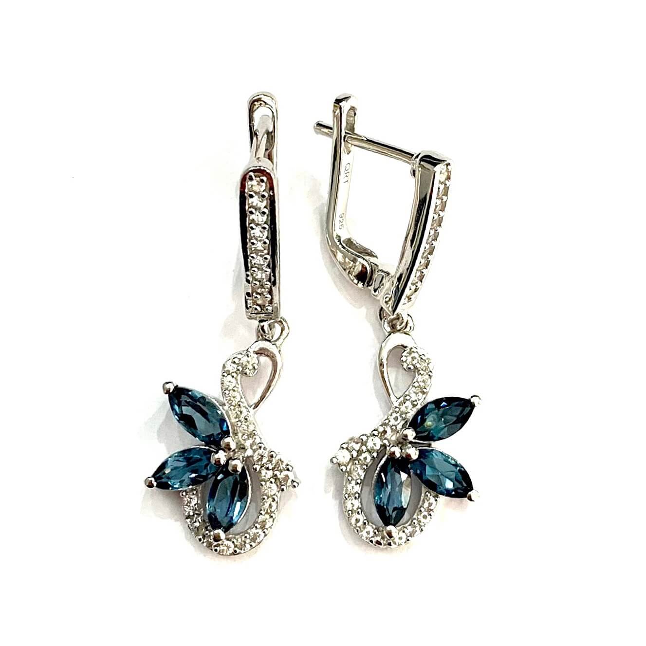 SZ10267 Earrings 925 Silver London Topaz White Topaz