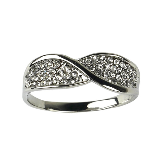 CC00245 Ring Alloy Crystal White Gold Plated 18K