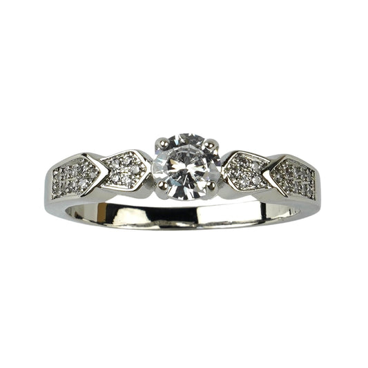 CC00267 Ring Copper Cubic Zirconia white gold plated 18K