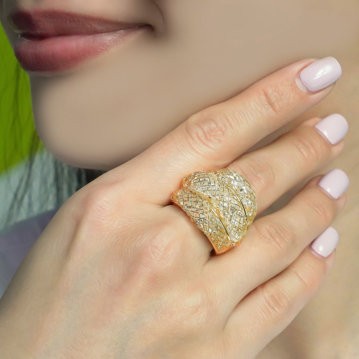 CC00283 Ring Copper Crystal 18K gold plated