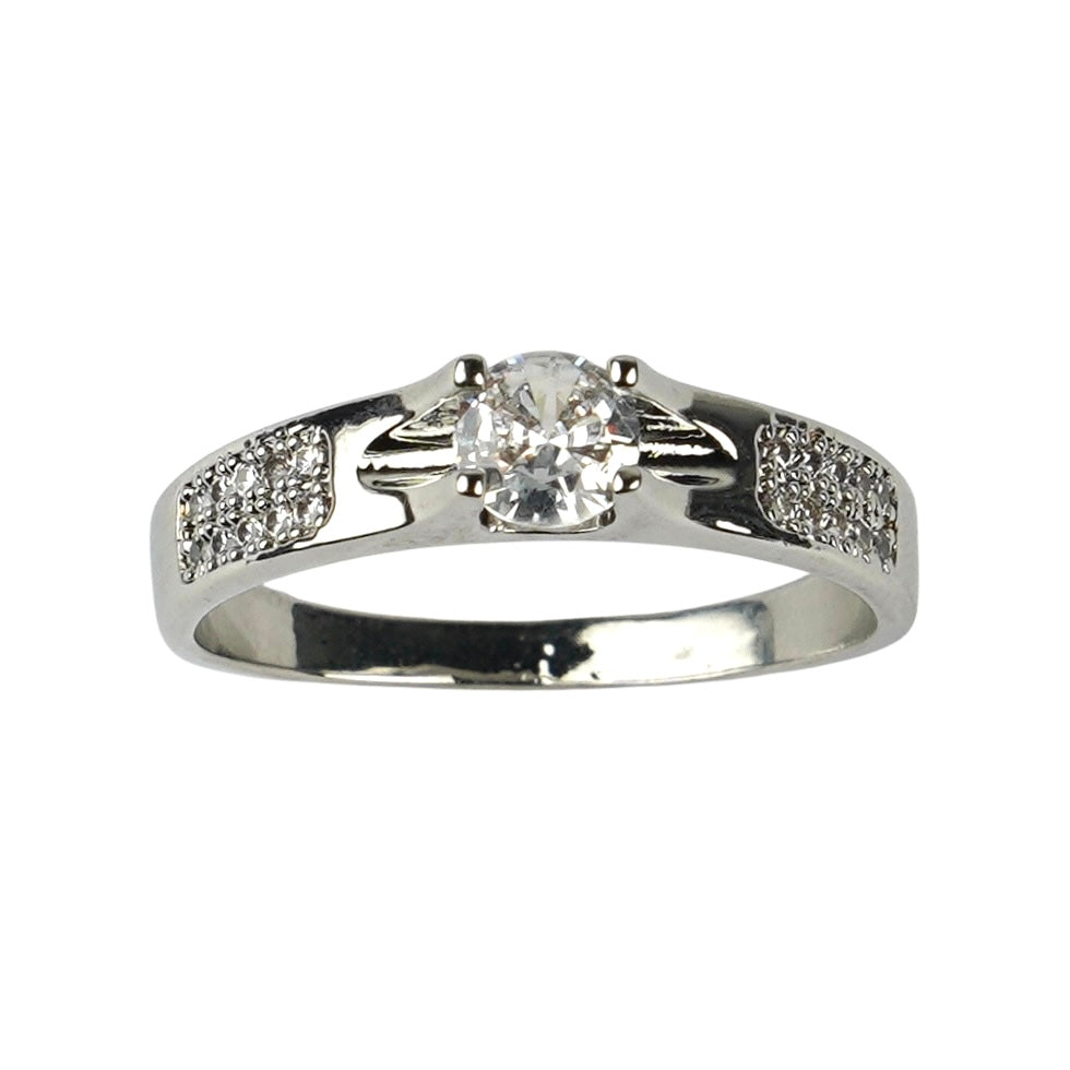 CC00300 Ring Copper Cubic Zirconia white gold plated 18K