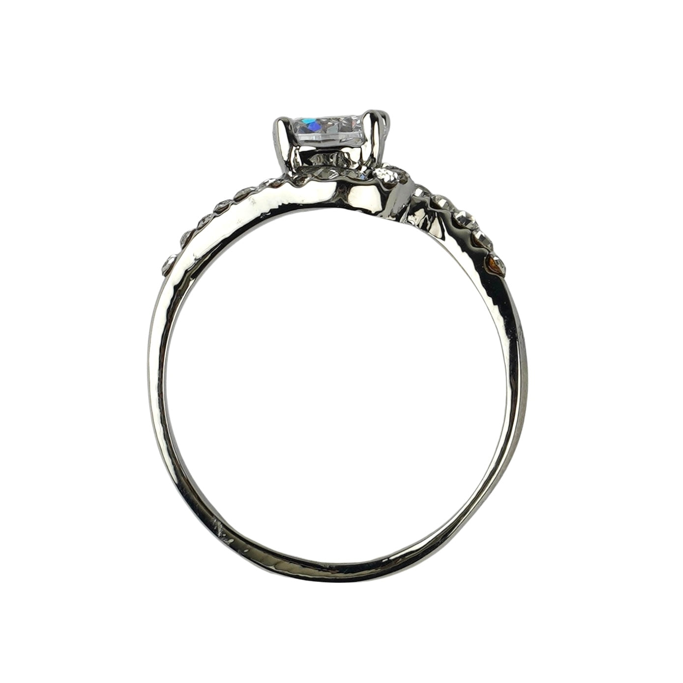 CC00416 Ring qotishma kristallari 18k oq oltin bilan qoplangan