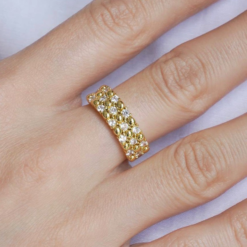 CC00493 Ring Copper Cubic Zirconia yellow gold plated 18K