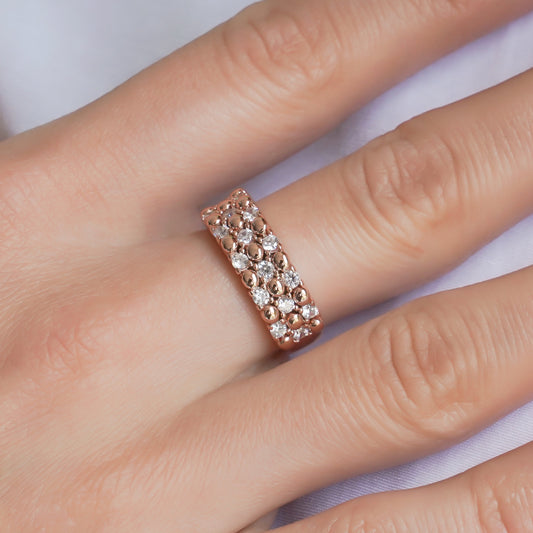 CC00494 Ring Copper Cubic Zirconia 18k rose gold plated