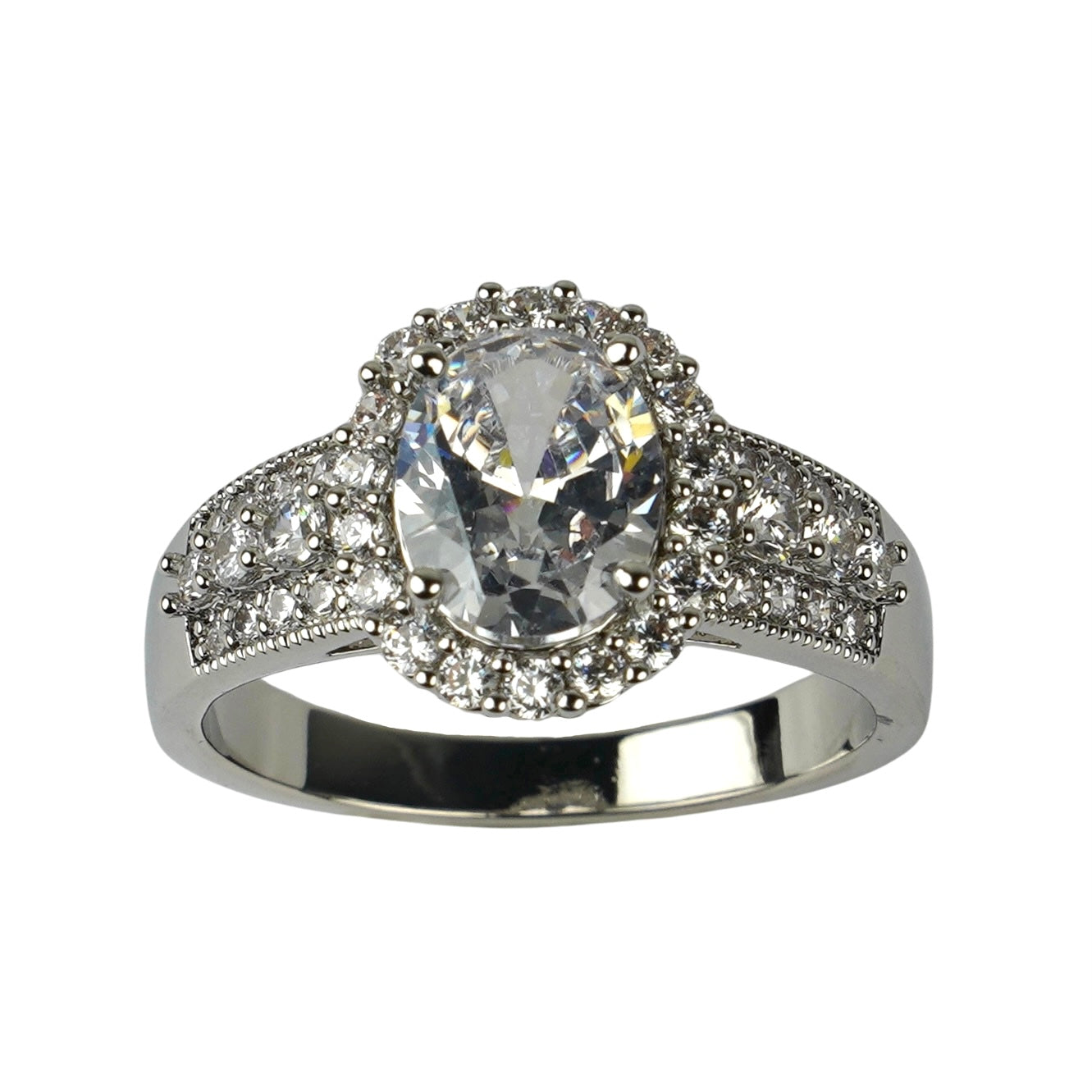 CC00578 Ring Copper Cubic Zirconia white gold plated 18K