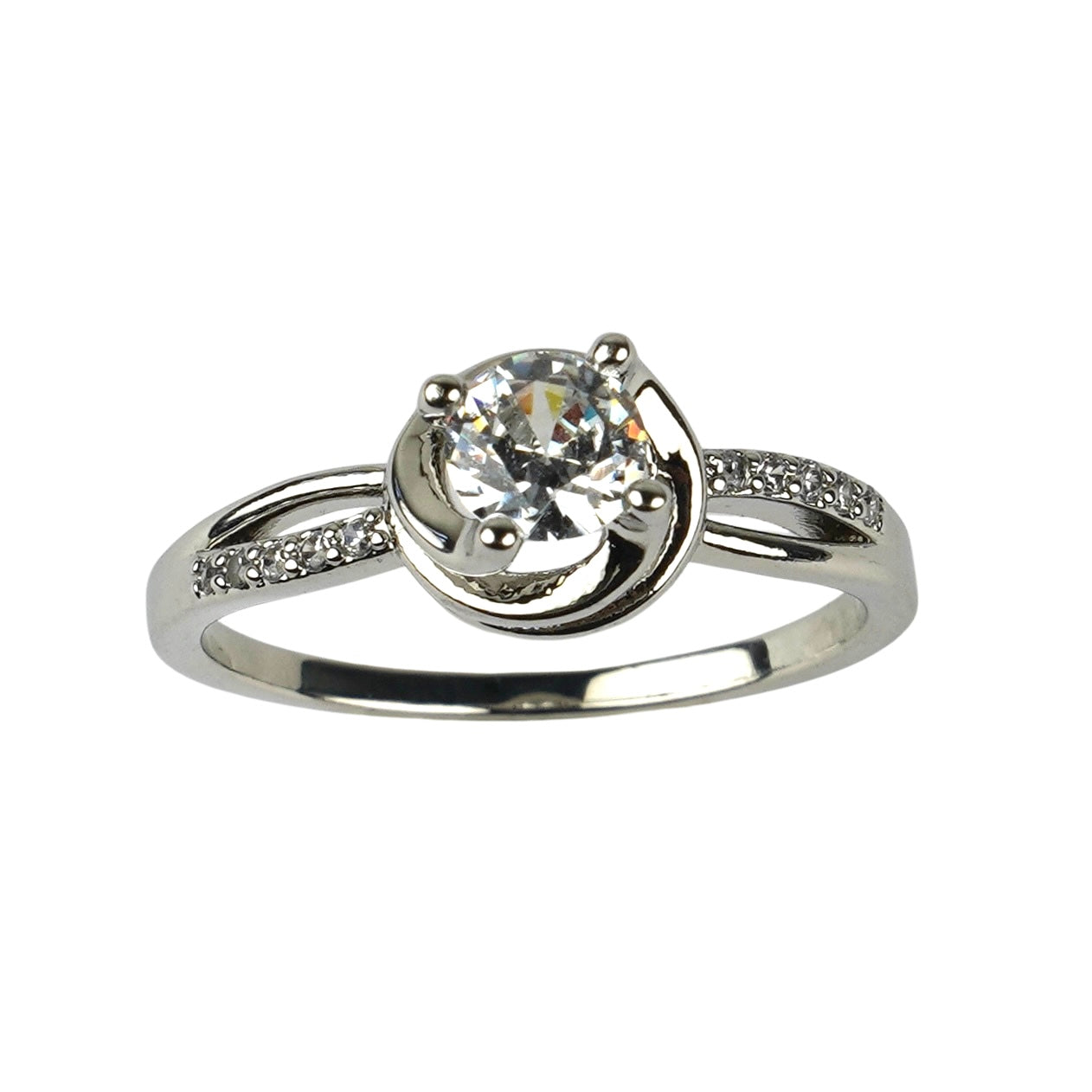 CC00579 Ring Copper Cubic Zirconia white gold plated 18K