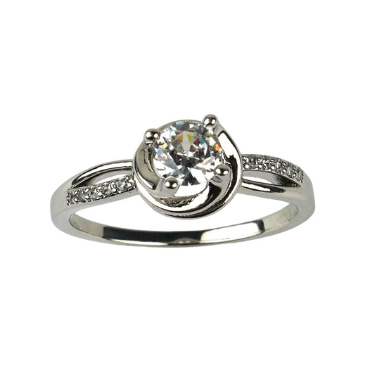 CC00579 halqali mis kubik zirkoniya oq oltin bilan qoplangan 18K