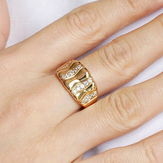 CC00713 Ring 18K gold plated Copper cubic zirconia