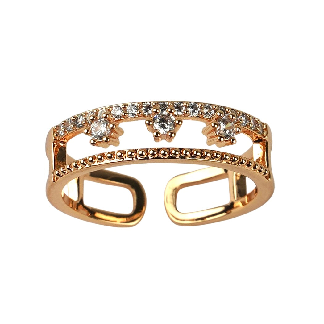 CC00844 Кольцо из 18K позолоченной меди с кубическим цирконием