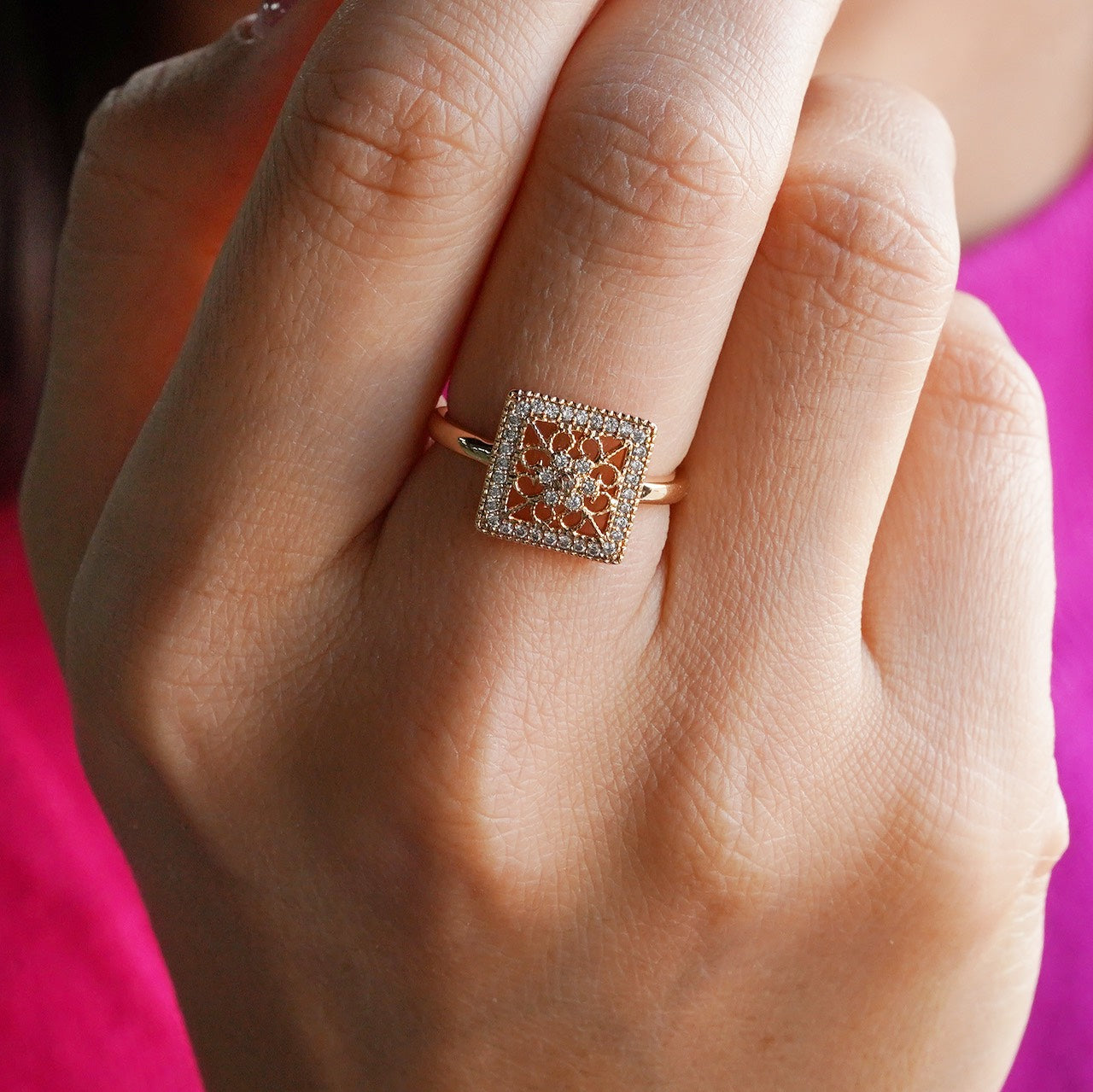 CC00867 Ring 18K Gold Plated Copper Cubic Zirconia