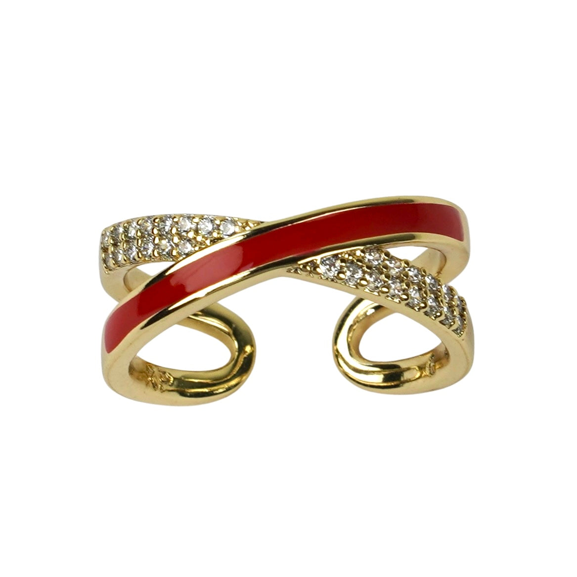 CC00875 Ring 14K Gold Plated Brass Cubic Zirconia