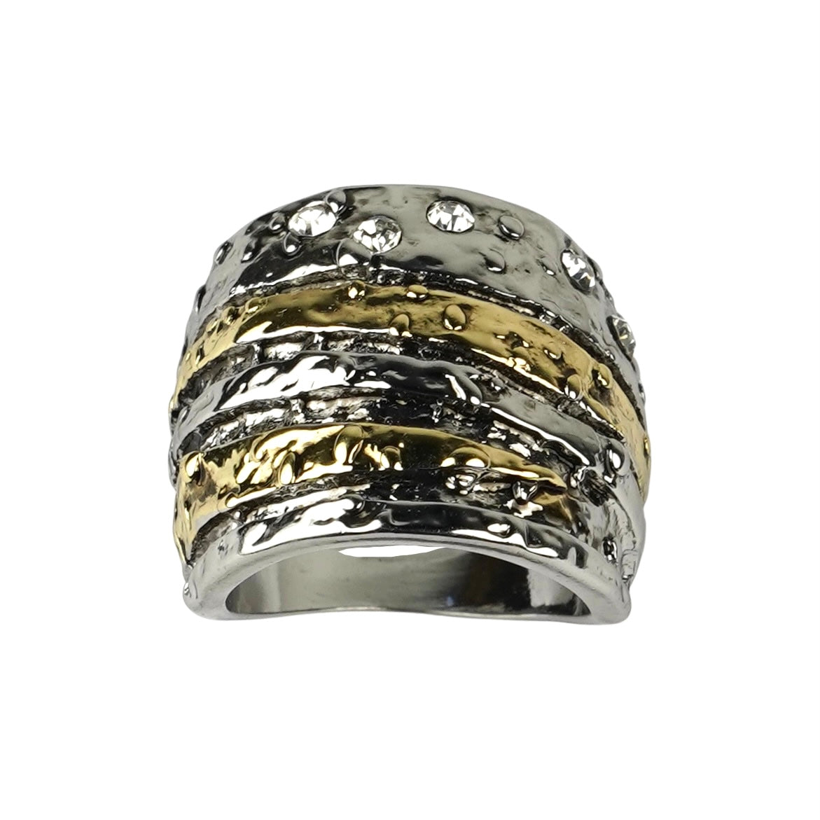 CC00885 Ring White and yellow gold plated 18k Brass cubic zirconia