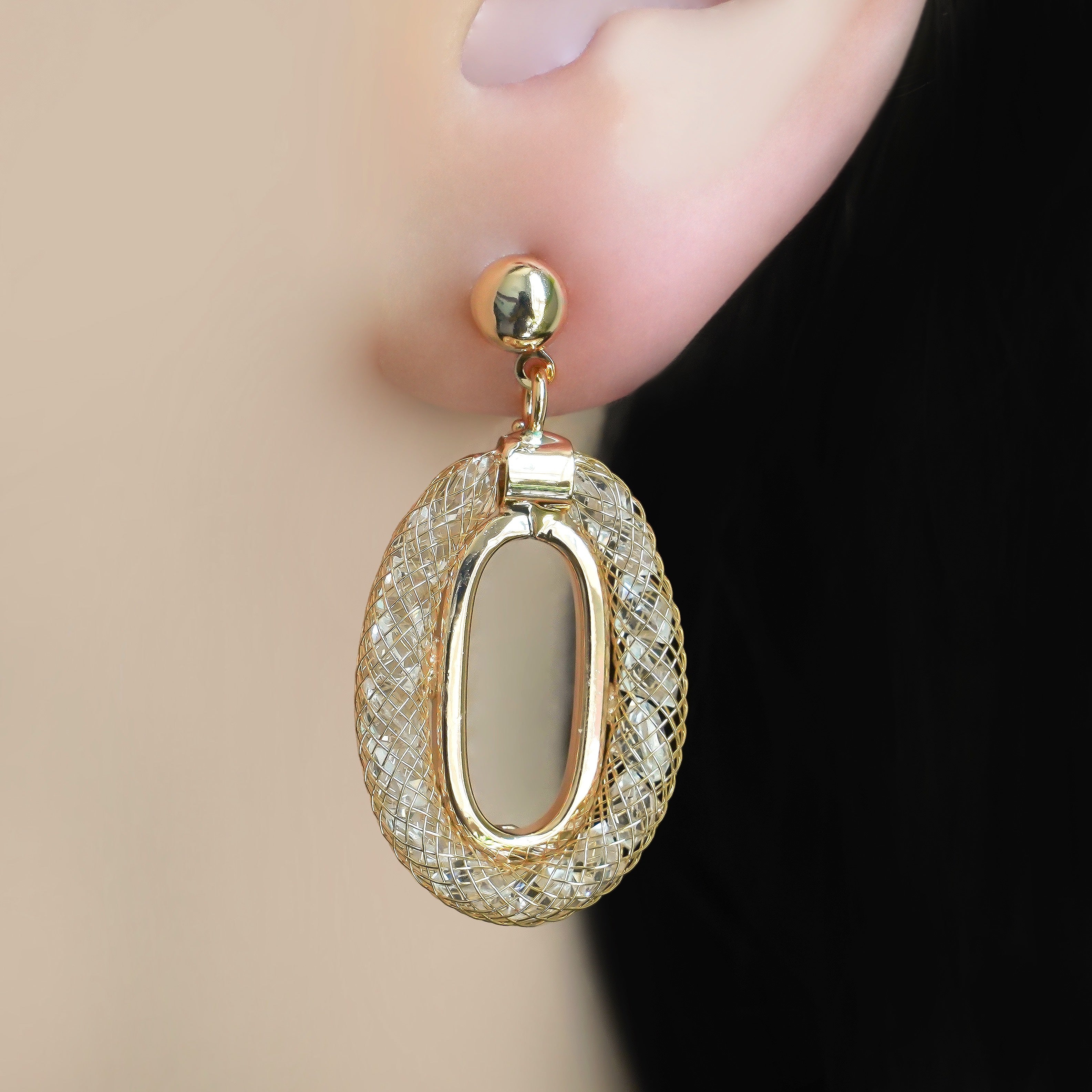 CC00928 Earrings 18K Gold Plated Copper Crystal