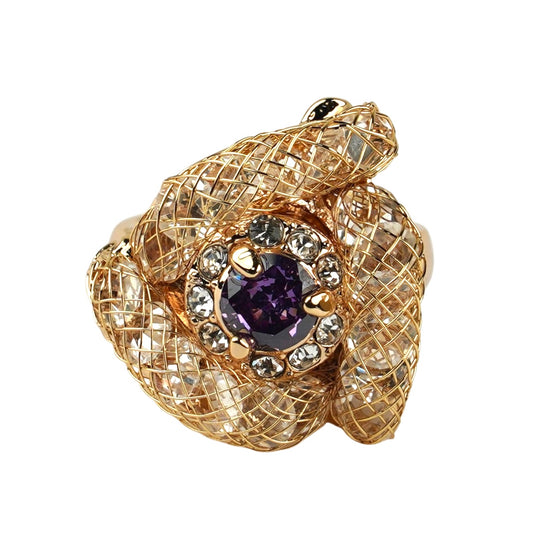 CC00931 Ring 18K Gold Plated Copper Crystal