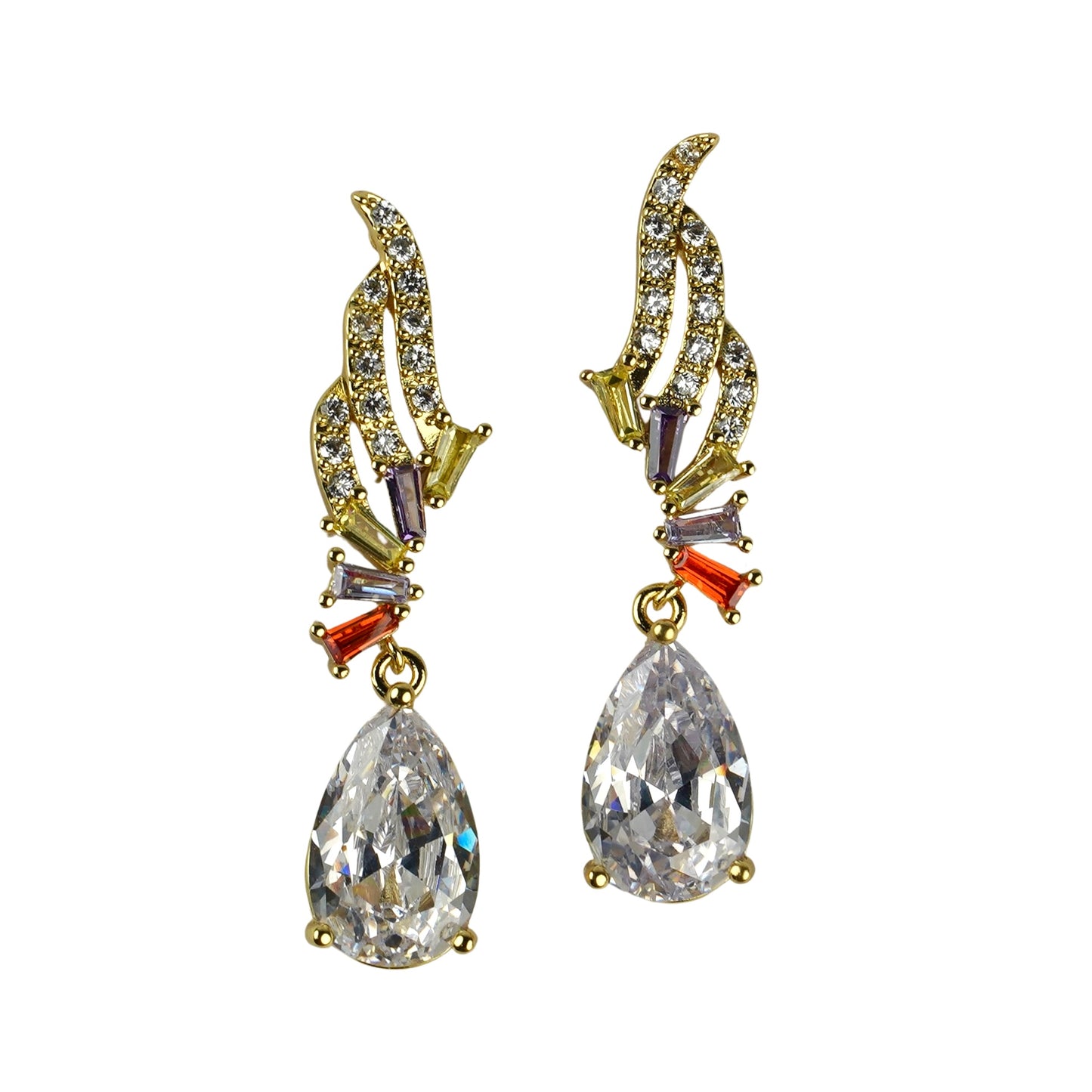 CC00952 Earrings 18K Yellow Gold Plated Brass Cubic Zirconia