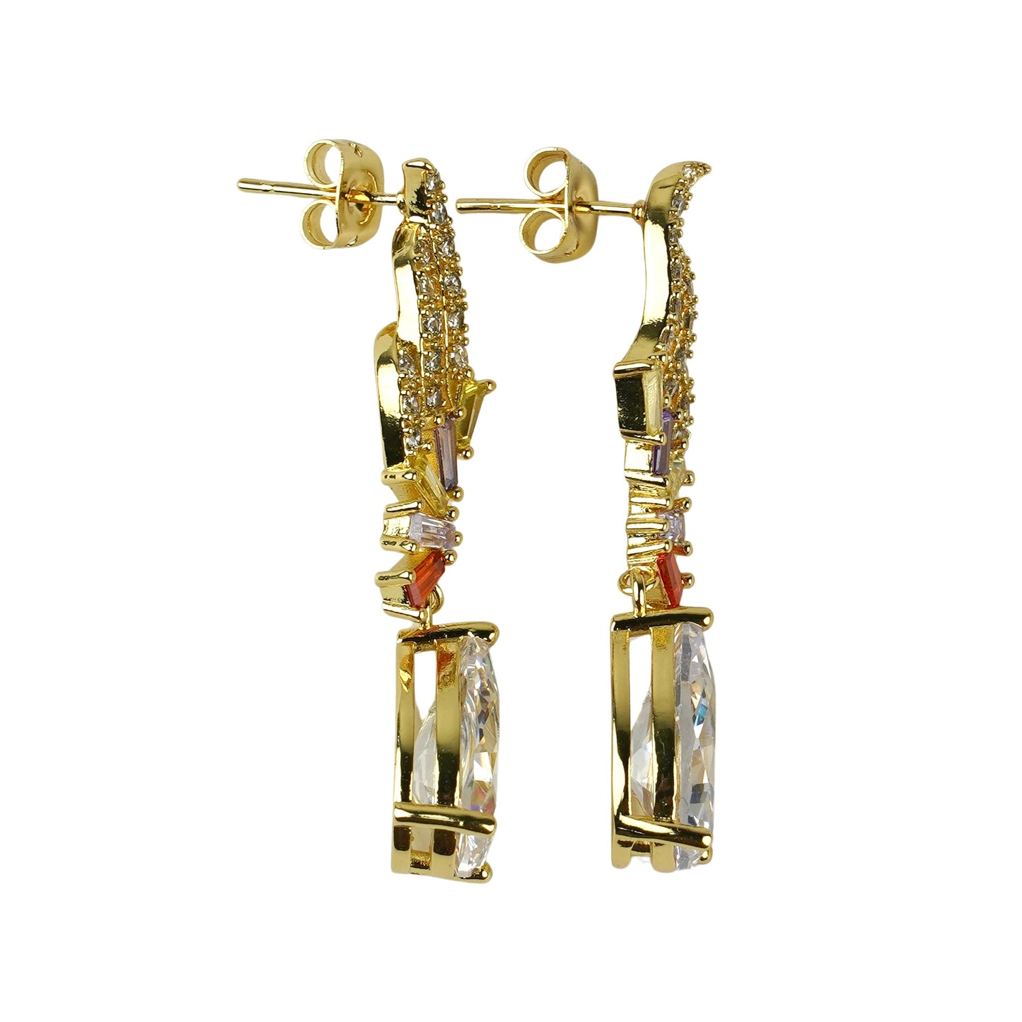 CC00952 Earrings 18K Yellow Gold Plated Brass Cubic Zirconia