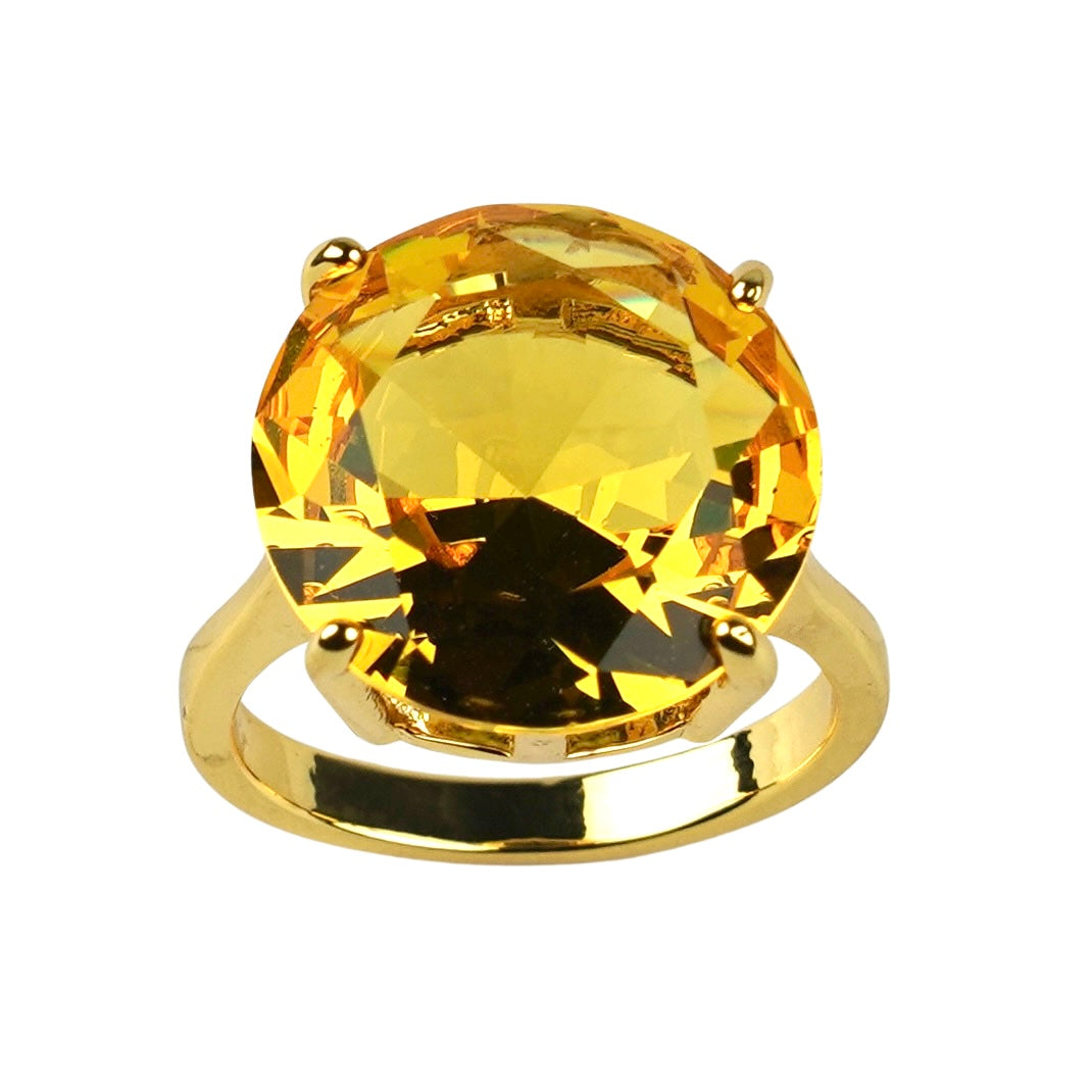 CC00990 Ring 18K Yellow Gold Plated Brass Cubic Zirconia