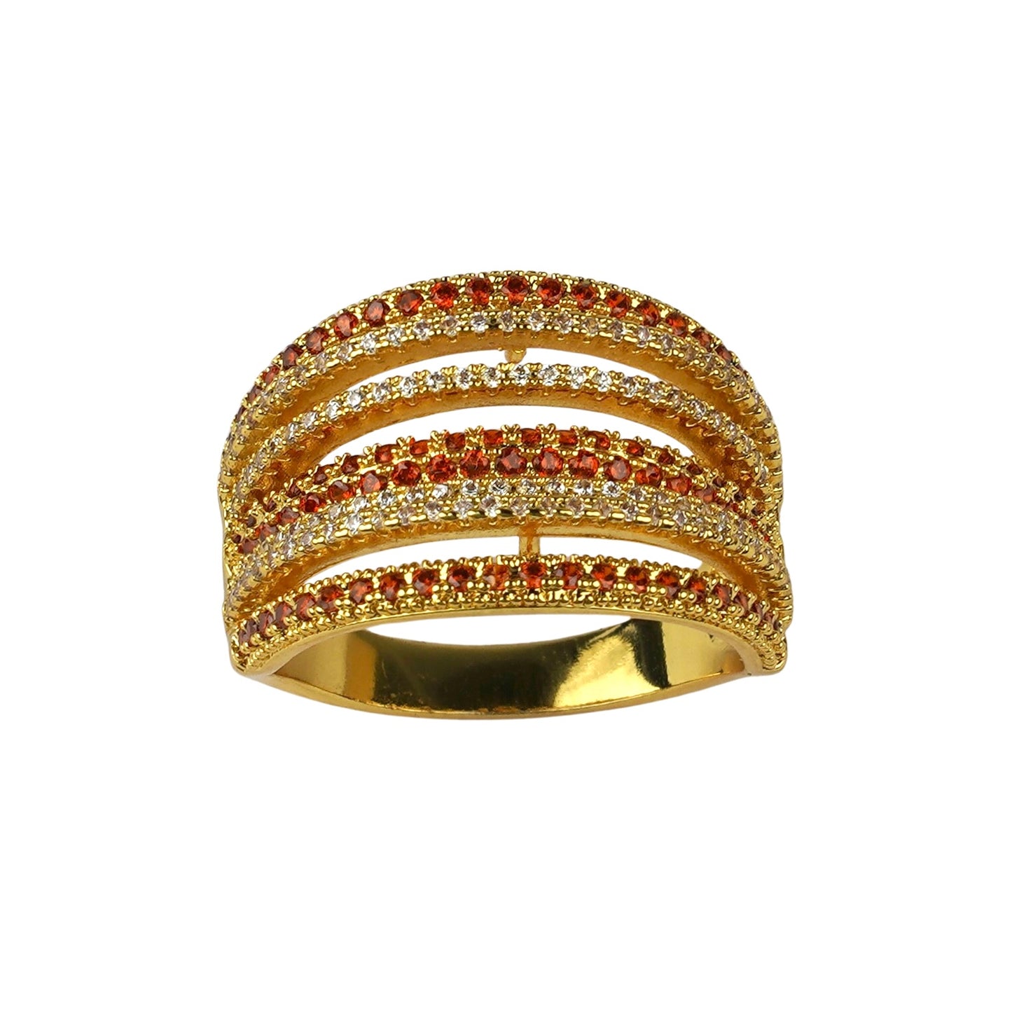 CC01014 Ring 18K Yellow Gold Plated Copper Cubic Zirconia