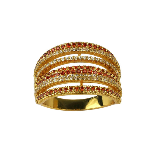 CC01014 Ring 18K Yellow Gold Plated Copper Cubic Zirconia