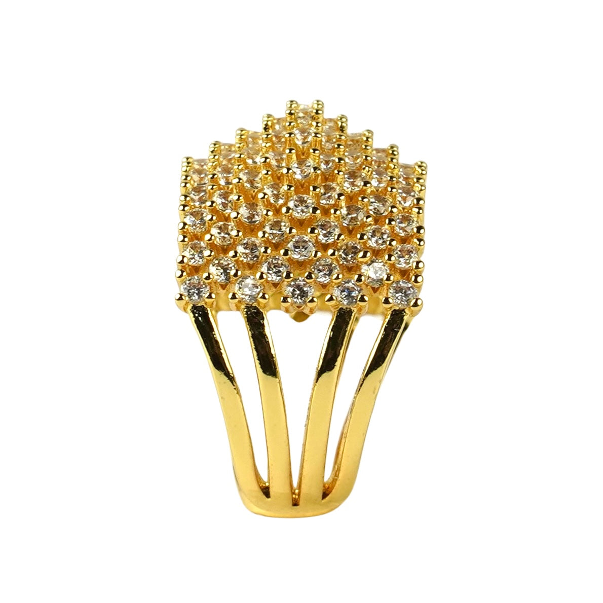 CC01016 Ring 18K Yellow Gold Plated Copper Cubic Zirconia