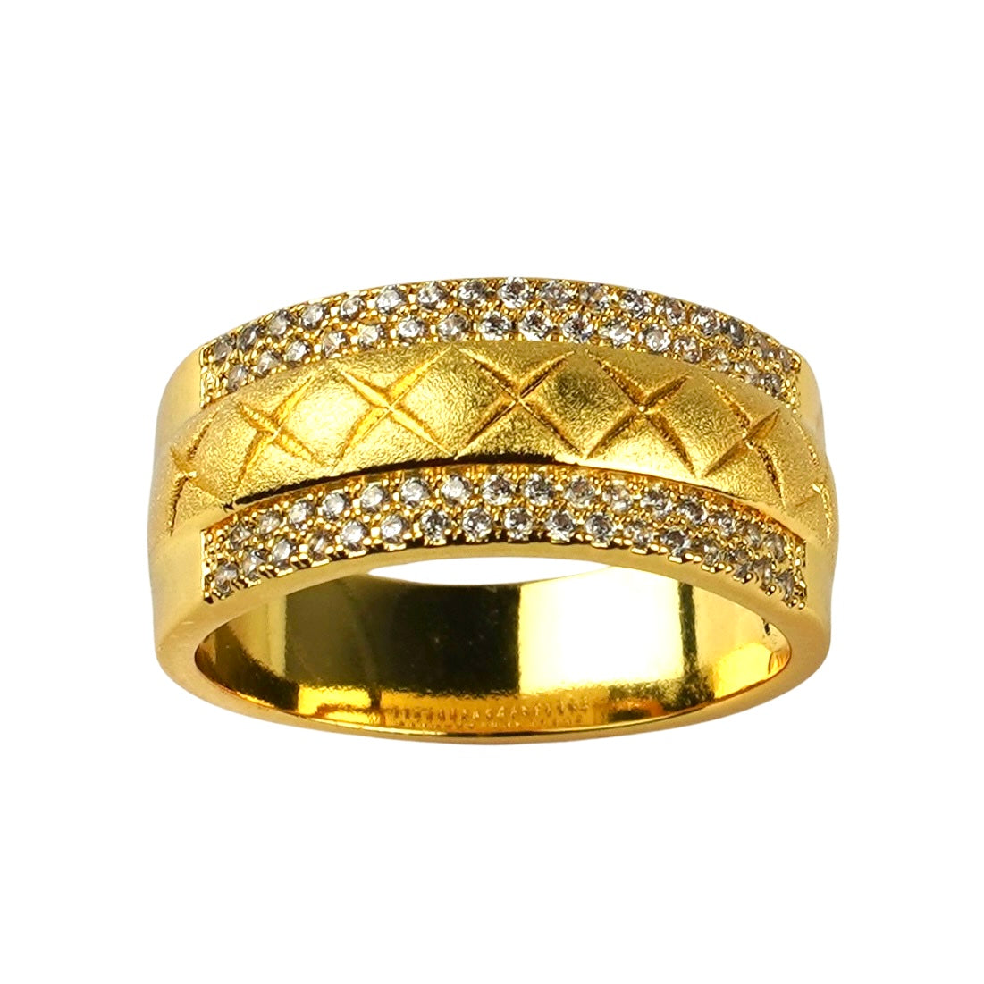 CC01017 Ring 18K sariq oltin bilan qoplangan Mis kubik tsirkon