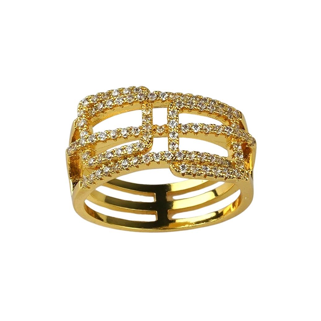 CC01018 Ring 18K Yellow Gold Plated Copper Cubic Zirconia