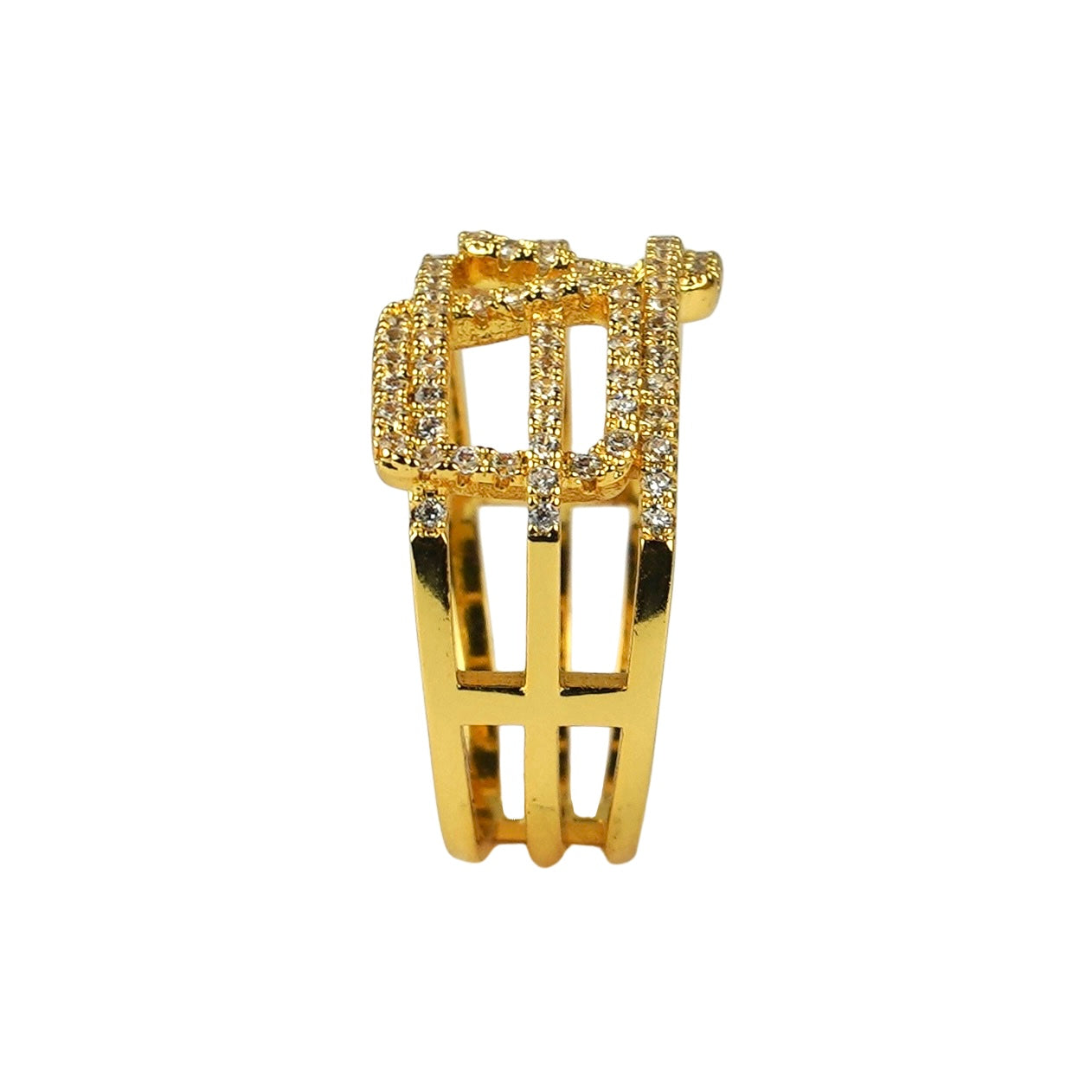 CC01018 Ring 18K Yellow Gold Plated Copper Cubic Zirconia