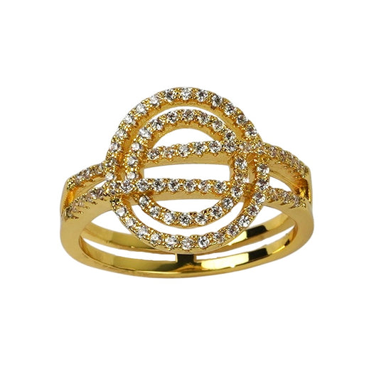 CC01019 Ring 18K Yellow Gold Plated Copper Cubic Zirconia